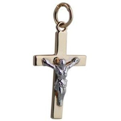 9ct 20x12mm Solid Block Crucifix with white Corpus Christi Cross (SKU X390N48W)