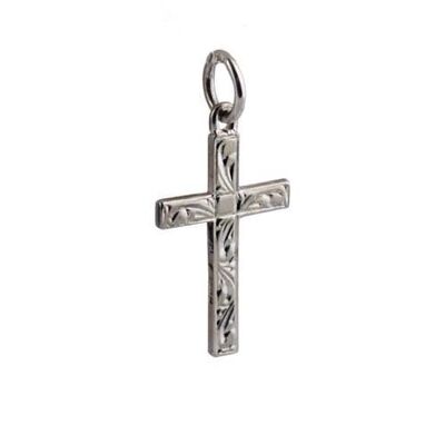 Silver 20x12mm hand engraved Solid Block Cross (SKU X390S42)