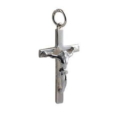 Silver 25x15mm Solid Block Crucifix Cross (SKU X391S48)