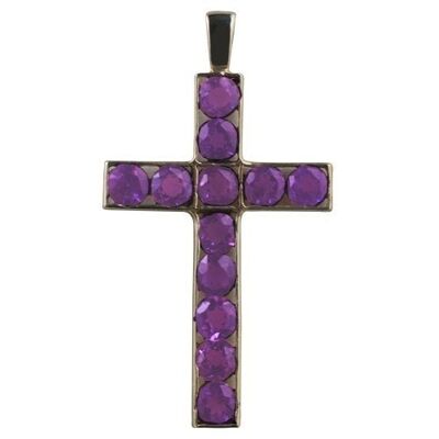 9ct 25x16mm Apostle's Cross set with 12 Amethysts  (SKU X86NA)