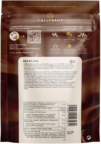 CALLEBAUT N°823 - Select 33,8 % -Parfait alliance de cacao, lait, et caramel (lait 20,8 %, cacao 33,8 %) - 1 kg 2