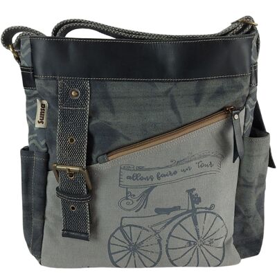 Bolso bandolera de mujer Sunsa. Bolso de lona (canvas) y cuero. Bolso bandolera de estilo vintage. Bolso bandolera grande para mujer