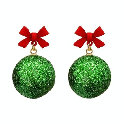 Boucles d'oreilles de Noël "Boules de Noël vertes"