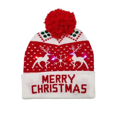 Weihnachtsmütze mit blinkenden Lichtern „Merry Christmas“