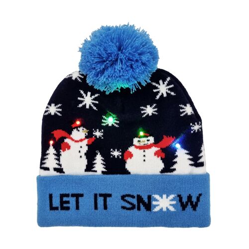 Christmas beanie with blinking lights "Let it Snow"