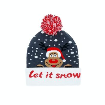 Bonnet de Noël avec lumières clignotantes "Let it Snow, Rudolph" 3