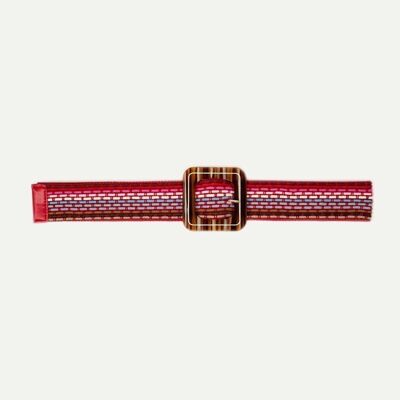 Woven belt with square buckle in red