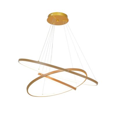 Suspension circulaire dimmable 3 anneaux en simili cuir Apollon