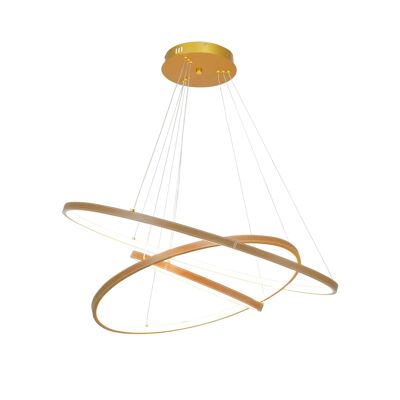 Dimmable circular pendant lamp 3 rings in imitation leather Apollon