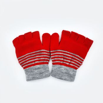 Mitaines/demi-gants de Noël enfant "Rouge avec bonhomme de neige" 2