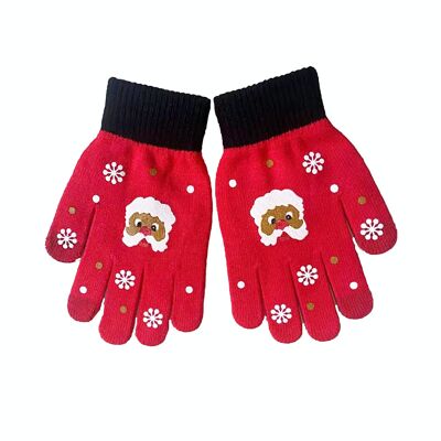 Gants de Noël enfant "Rouge avec le Père Noël"