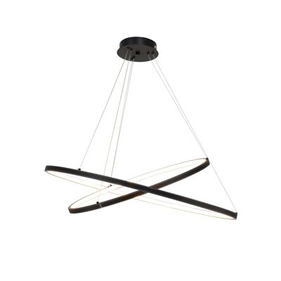 Suspension circulaire dimmable 2 anneaux en simili cuir Apollon