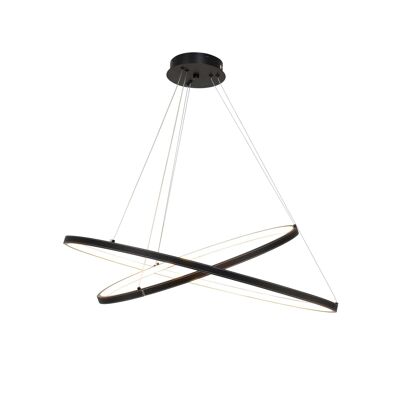 Dimmable circular suspension 2 rings in imitation leather Apollon