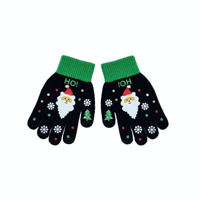 Gants de Noël enfant "Noir avec Père Noël"