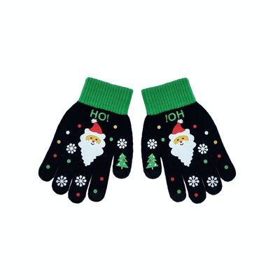 Kid's Christmas gloves "Black with Santa"