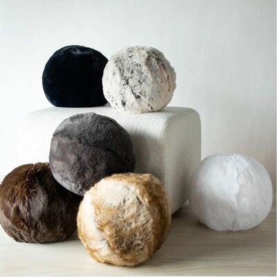 Schneeball mittelgroß – rundes Kissen – hergestellt in Frankreich