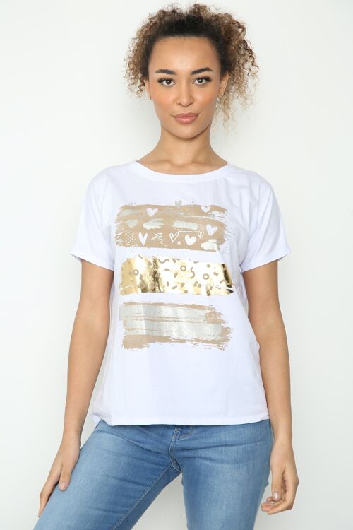 T-shirt with brush pattern hearts