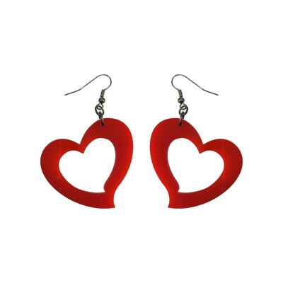 Crooked heart earrings in plexiglass