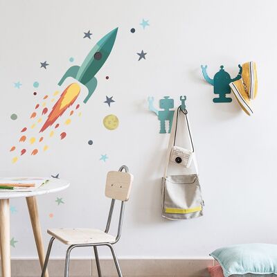 Adhesive vinyl rocket with stars