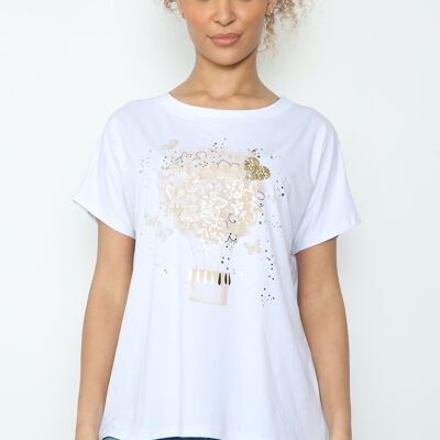 T-shirt con disegno a palloncino farfalla