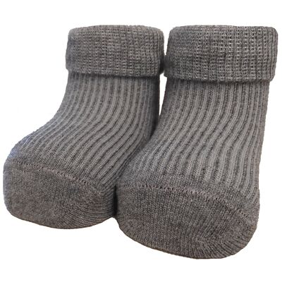 Newborn socks RIB - medium grey melange