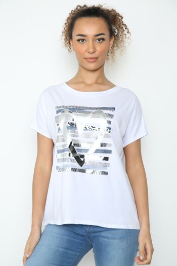 T-shirt motif coeur et rayures 3