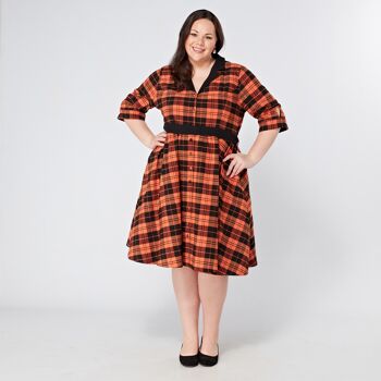 Robe chemise grande taille à carreaux roux 'Willow' | Tailles 16 18 20 22 24 26 1