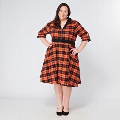 'Willow' Ginger Check Plus Size Shirt Dress | Sizes 16 18 20 22 24 26