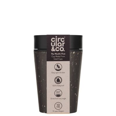 Gobelet circulaire 8 oz noir et noir cosmique (1 x pack 8) tasse à café réutilisable durable