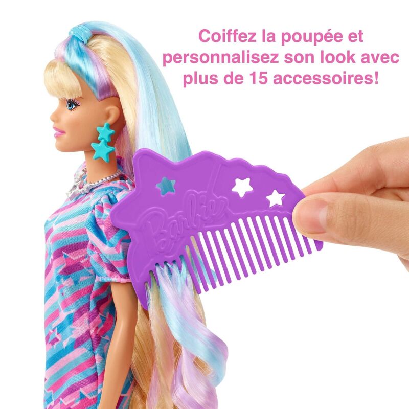 Barbie poupée sans fin cheveux longs et thème floral, avec courbes, cheveux fantaisie de 21,6 Barbie poupée sans fin cheveux longs et thème floral, avec courbes, cheveux fantaisie de 21,6