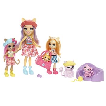 Enchantimals – Coffret La Famille de Carmel Chat avec 3 poupées 3