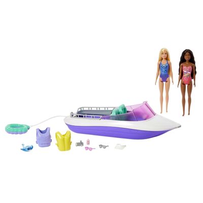 Barbie - Lancha a motor Barbie Sirena, muñecas y accesorios