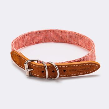 Collier pour chien en tissu et cuir suédé - Orange 4