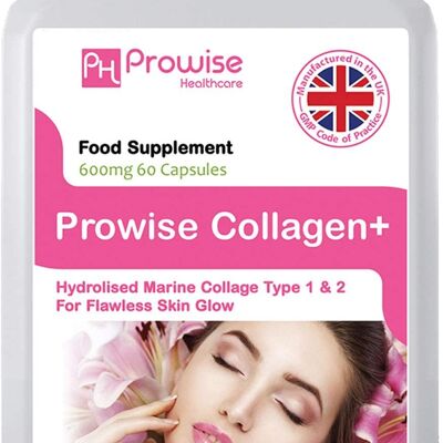 Marine Collagen Type 1 and Type 2 1200mg - 60 Capsules | Made In UK by Prowise