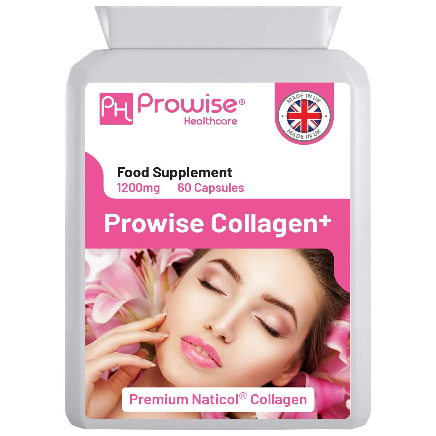 Collagène marin+ 1200 mg - 60 gélules | Sans agents de remplissage ni liants synthétiques | Fabriqué au Royaume-Uni | Normes BPF par Prowise Healthcare