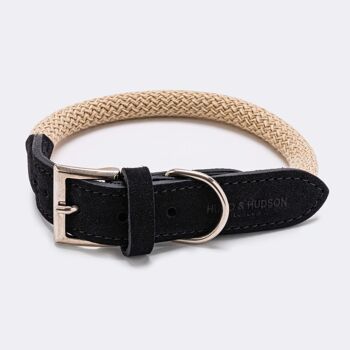 Collier pour chien en corde et cuir suédé - Noir 4