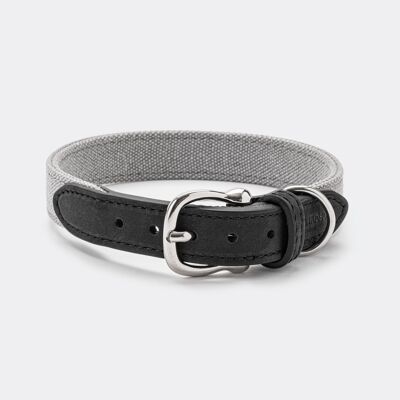 Hundehalsband aus Denim und Leder - Grau und Schwarz