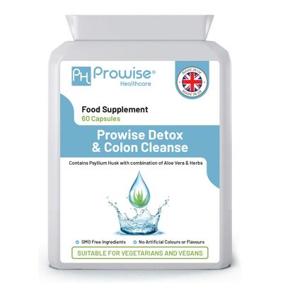 Detox Colon Cleanse 600mg 60 Capsules | Convient aux végétariens et végétaliens | Fabriqué au Royaume-Uni par Prowise