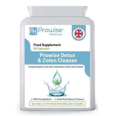 Detox Colon Cleanse 600mg 60 Cápsulas | Apto para vegetarianos y veganos | Fabricado en Reino Unido por Prowise