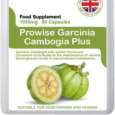 Garcinia Combogia 500 mg 60 cápsulas | Apto para vegetarianos y veganos | Fabricado en Reino Unido por Prowise