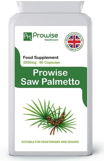 Extrait de palmier nain 2500mg 90 Capsules | Convient aux végétariens et végétaliens | Fabriqué au Royaume-Uni par Prowise 1