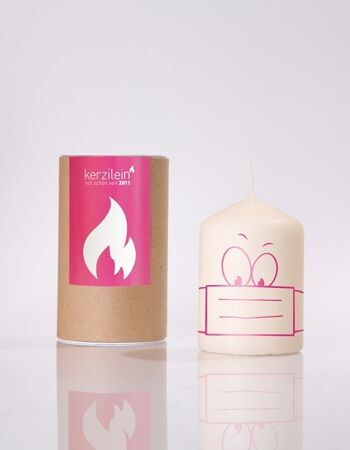 Flamme, rose, masque, bougie pilier petite 8 x 6 cm