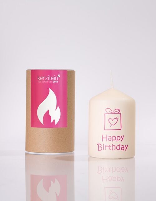 Flämmchen "Happy Birthday Paket" pink