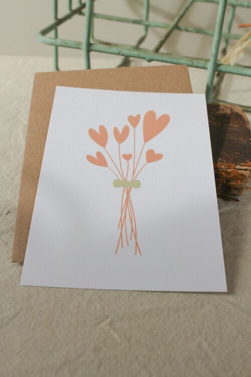 Carte postale Bouquet de cœurs orangé