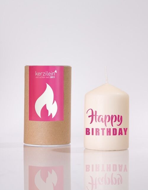 Flämmchen "Happy Birthday" pink
