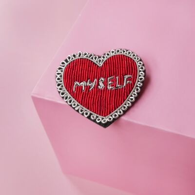 Love Myself brooch - cannetille handmade embroidery