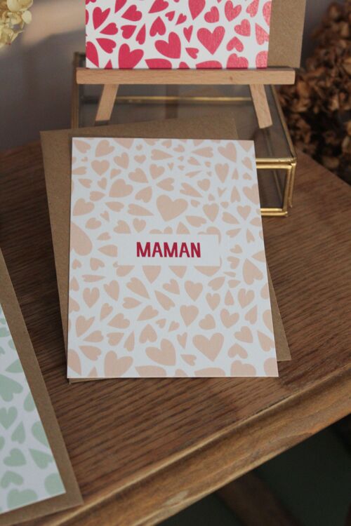 Carte postale Maman Rose pâle et prune