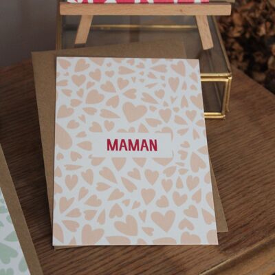 Carte postale Maman Rose pâle et prune