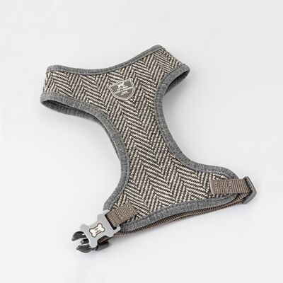 Tweed Dog Harness - Grey Herringbone