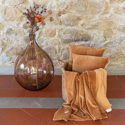 Coussin en velours - CARAMEL